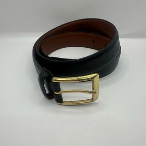 JoS A Bank Men's Black Leather Belt with Gold Buckle Size 38